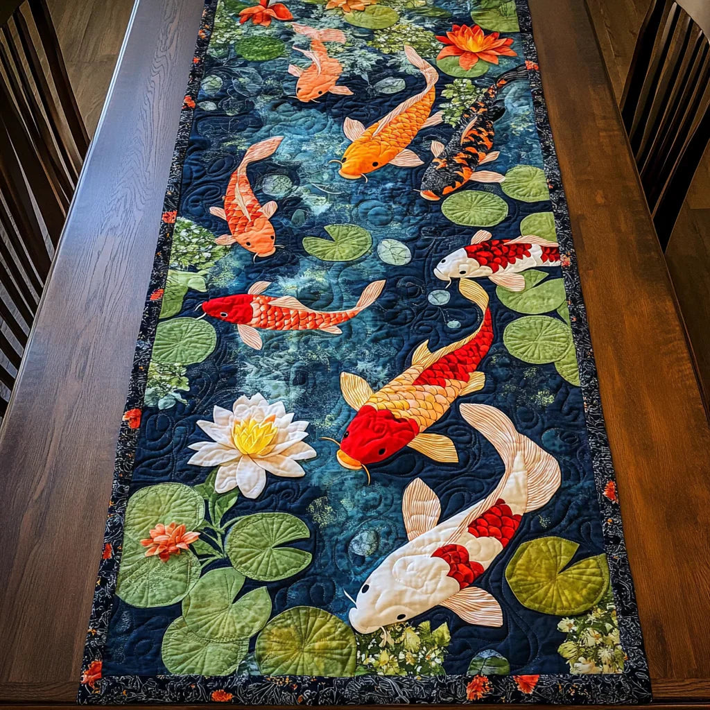 Quilted Table Runner - Dream of Koi Carp