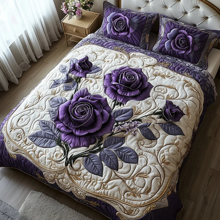 Quilted Bed Set 3 Pieces - Violet Rose