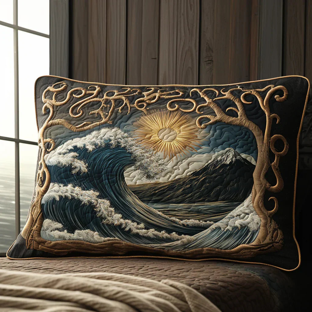 Quilted Pillow Cover - Ocean Waves
