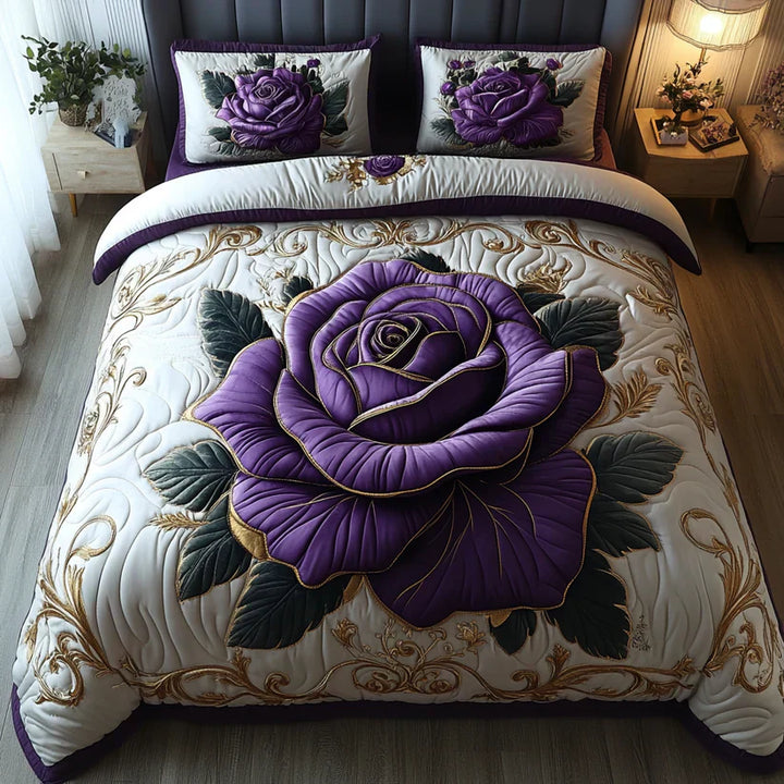 Quilted Bed Set 3 Pieces - Violet Rose