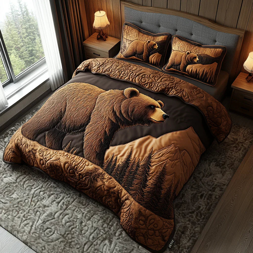 Quilted Bed Set 3 Pieces - Forest Animals