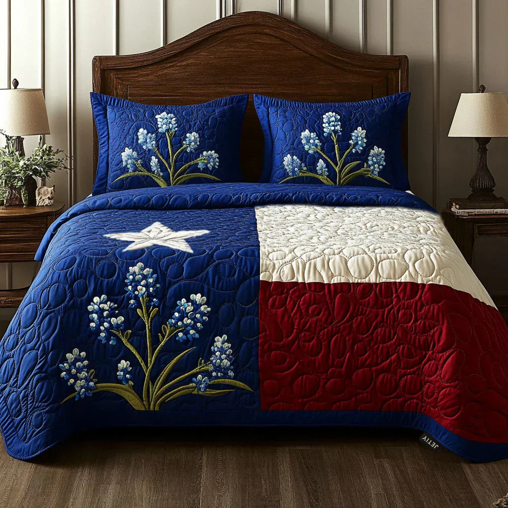 Quilted Bed Set 3 Pieces - Texas Pride