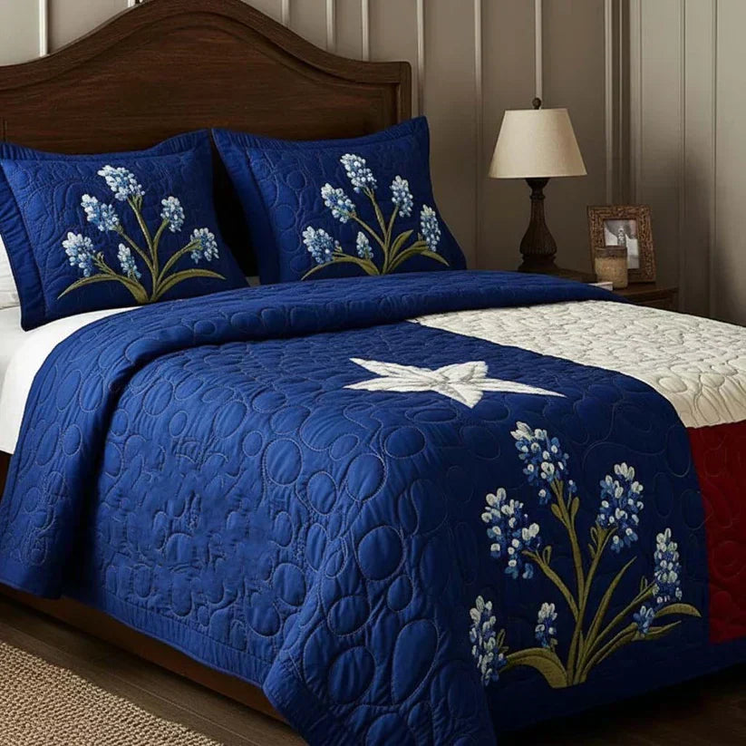 Quilted Bed Set 3 Pieces - Texas Pride