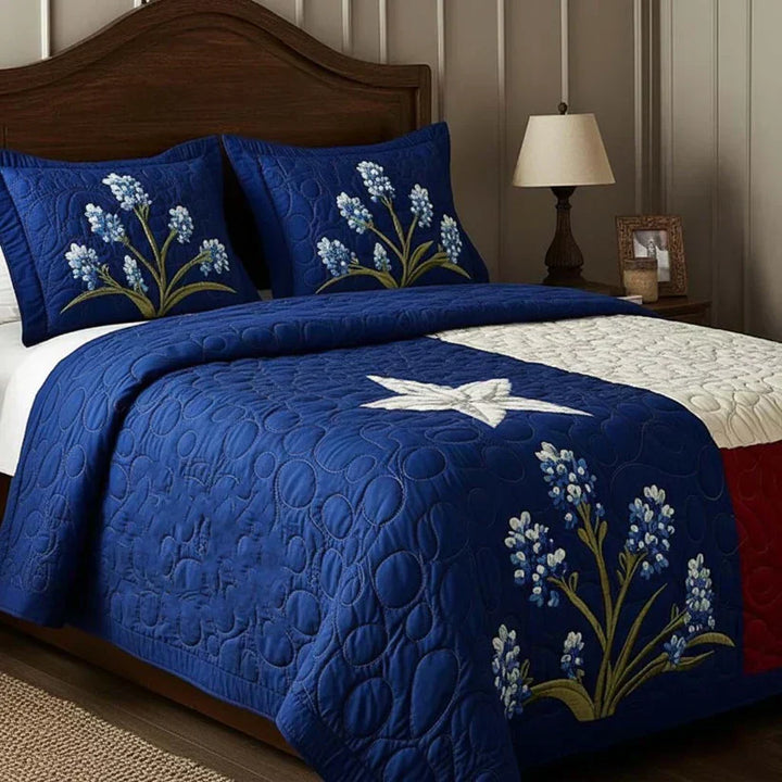 Quilted Bed Set 3 Pieces - Texas Pride