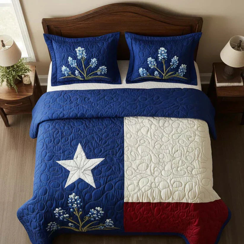 Quilted Bed Set 3 Pieces - Texas Pride
