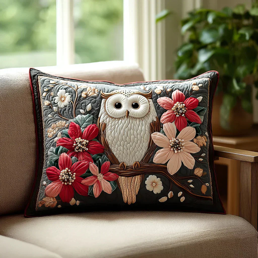 Quilted Pillow Cover - Owl's Whisper