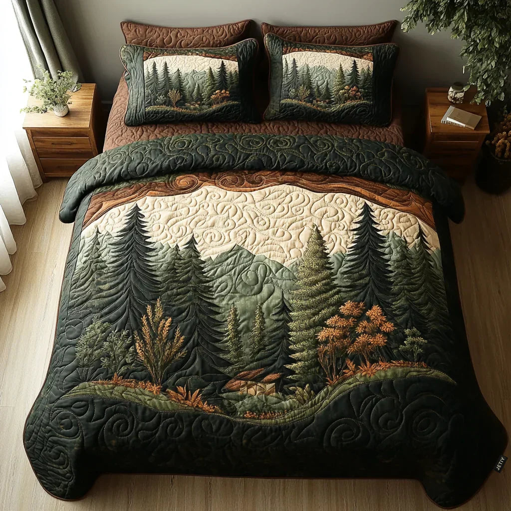 Quilted Bed Set 3 Pieces - Forest Walk