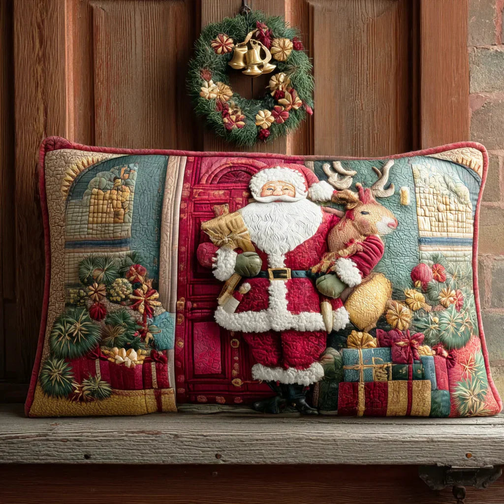 Quilted Cushion Cover - Cozy Home of Santa Claus